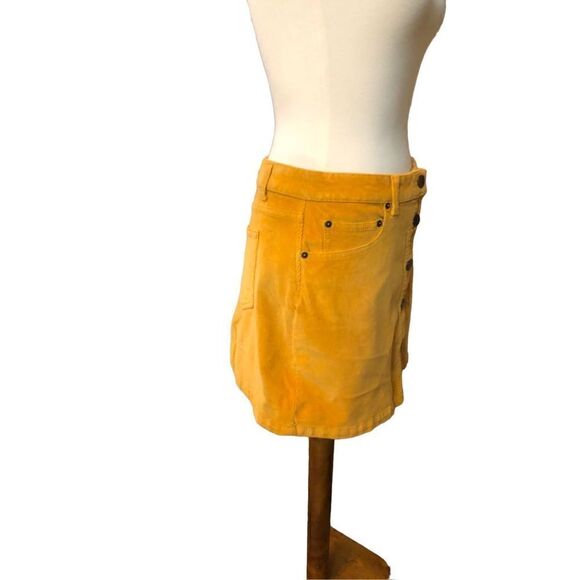 No Boundaries corduroy style vibrant orange gold button down front mini skirt - Picture 3 of 9